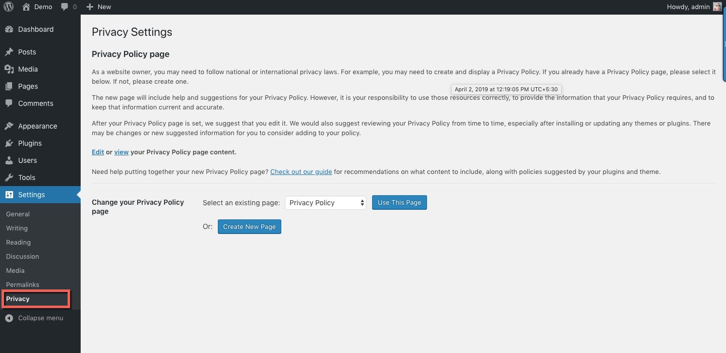 Generador de políticas de privacidad de WordPress
