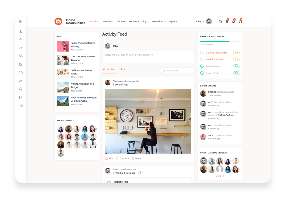 лента новостей темы buddyboss