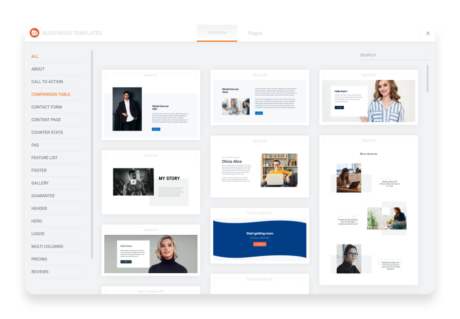 Пользовательские элементы или виджеты BuddyBoss