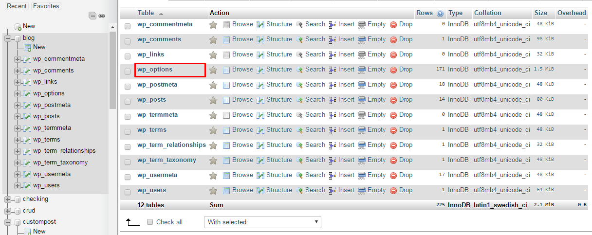 База данных WP-Option