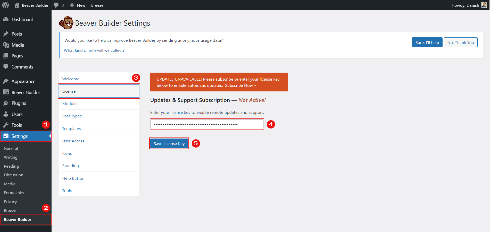 Beaver Builder-Einstellung