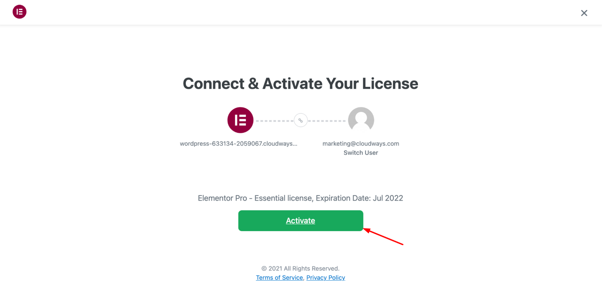 Connecter et activer la licence Elementor