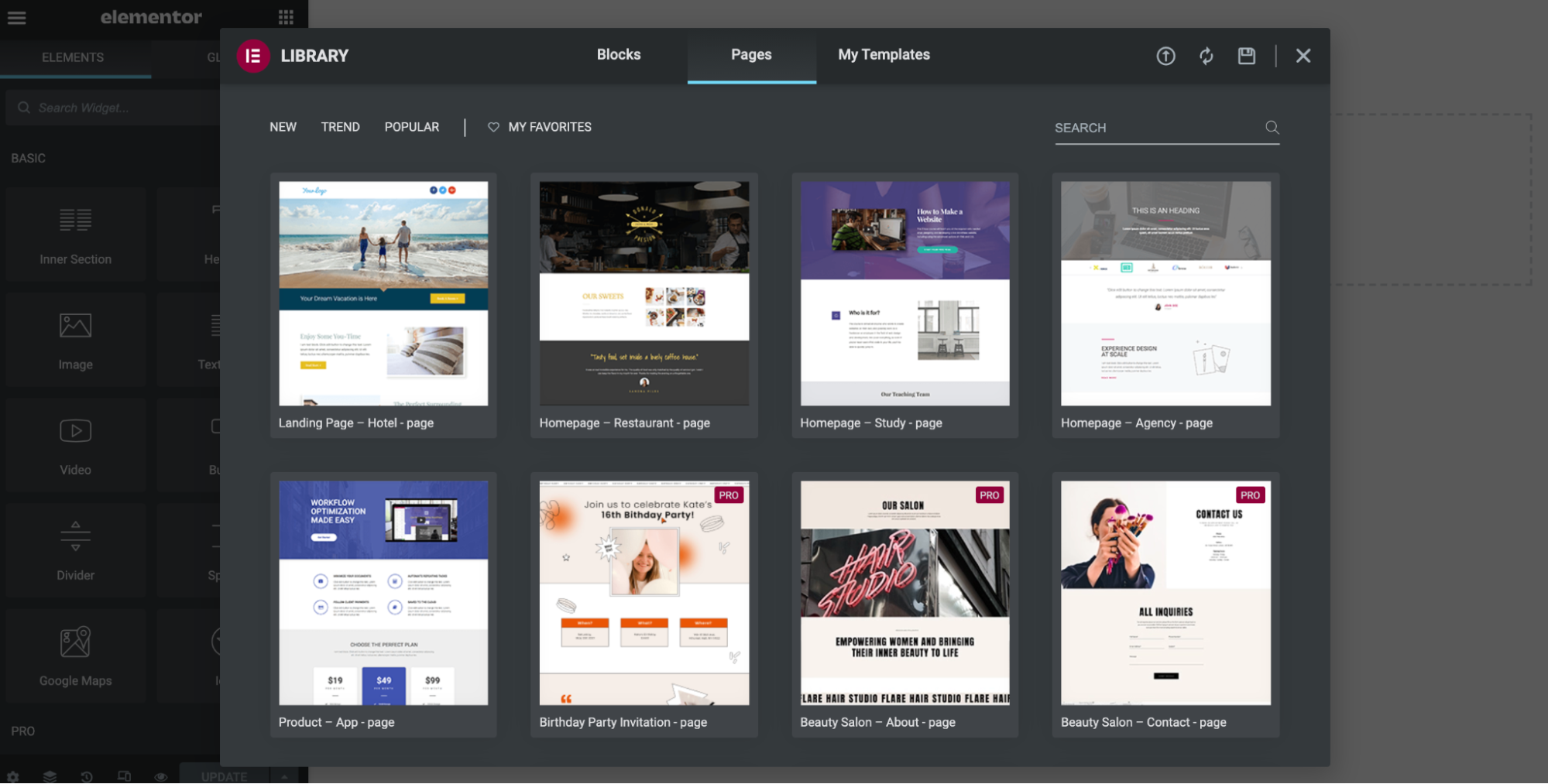 Bibliothèque Elementor