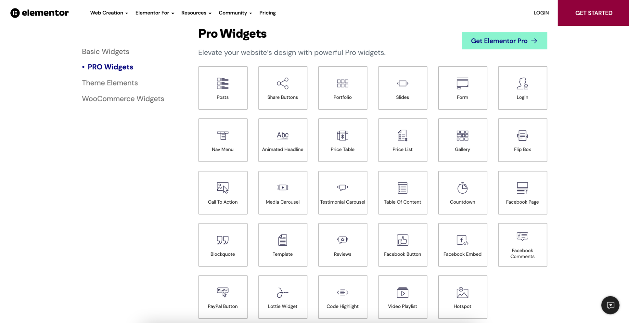 Widgets professionnels