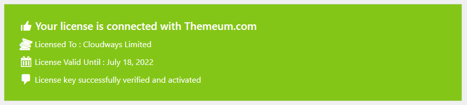 Pagina de licență este conectată