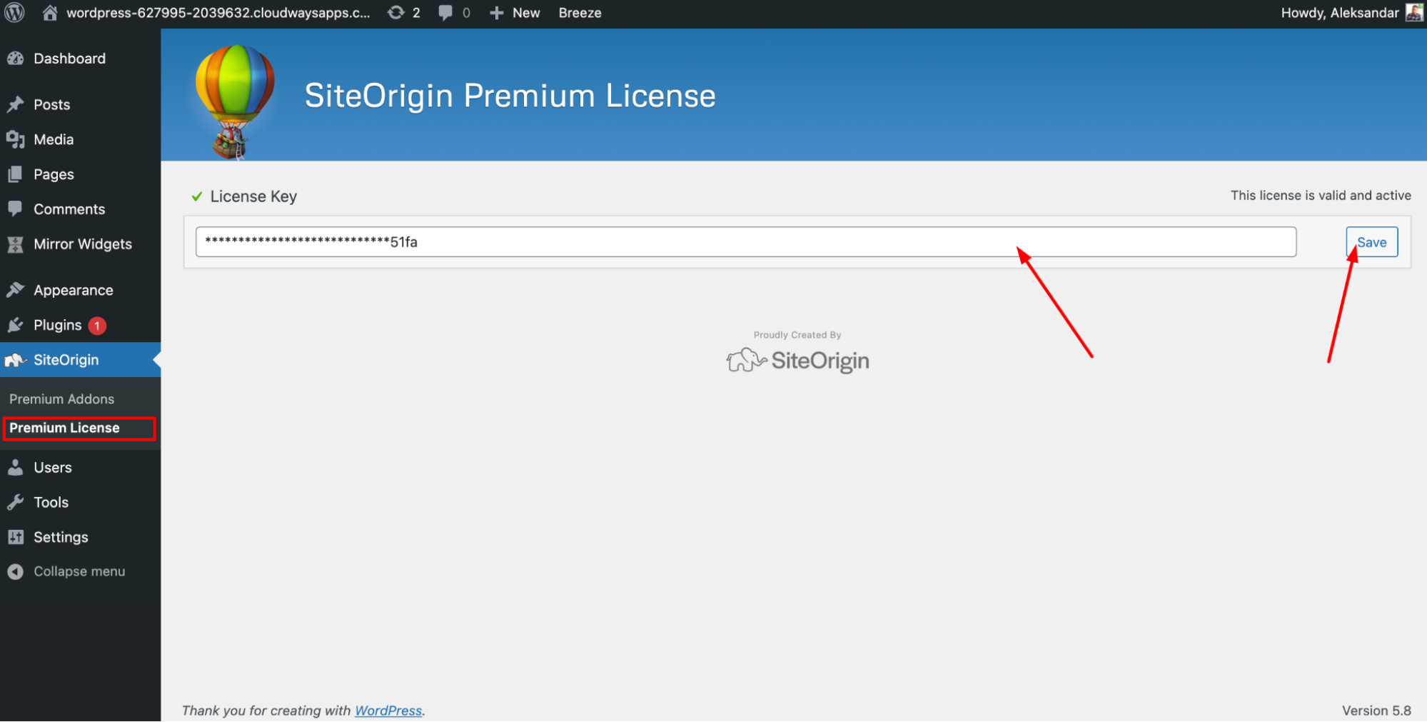 licence premium siteorigin
