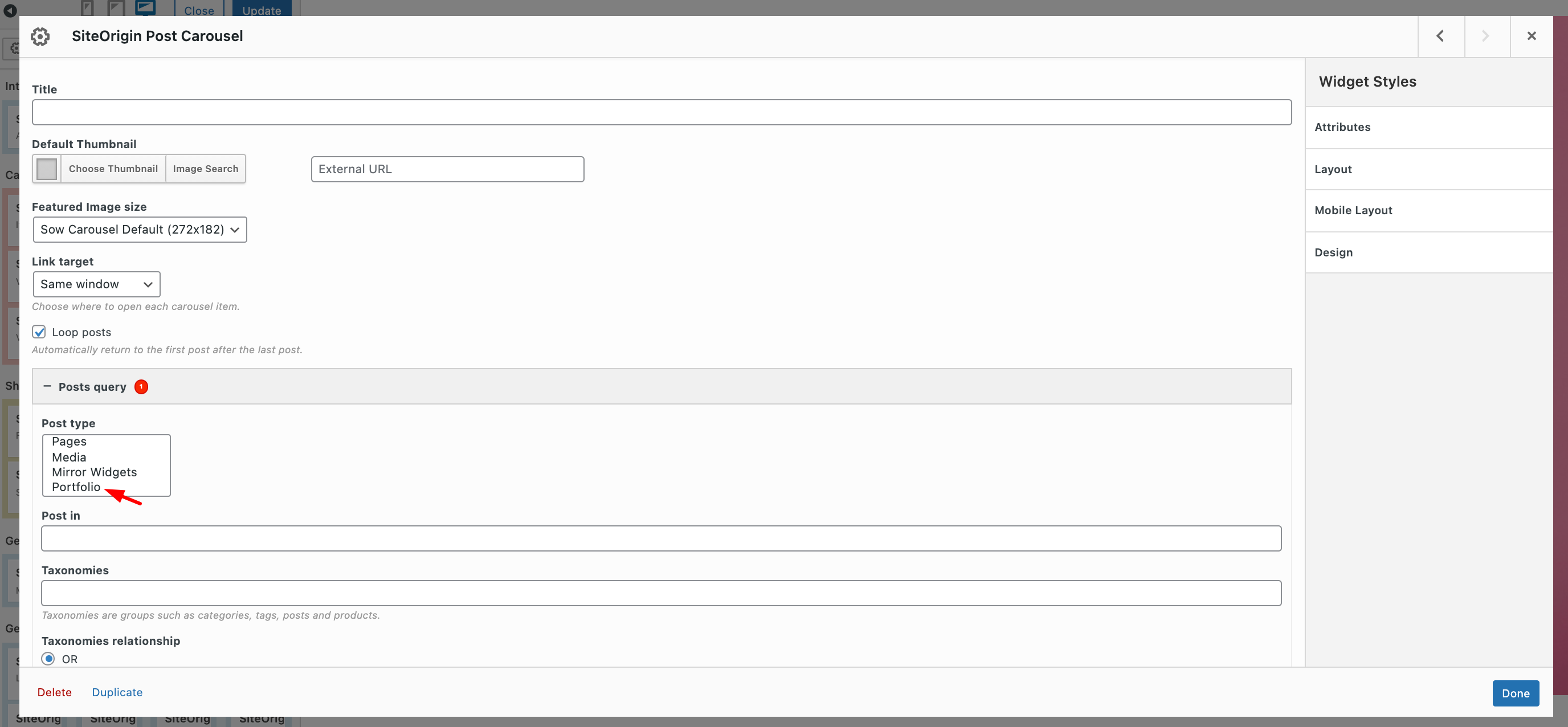 carrousel de post siteorigin