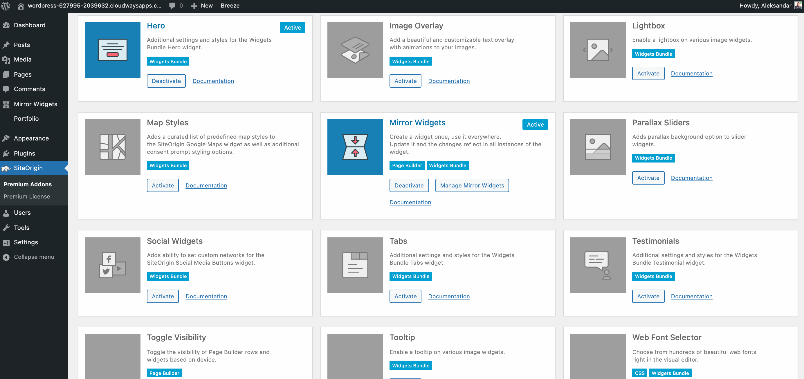 addons siteorigin pro