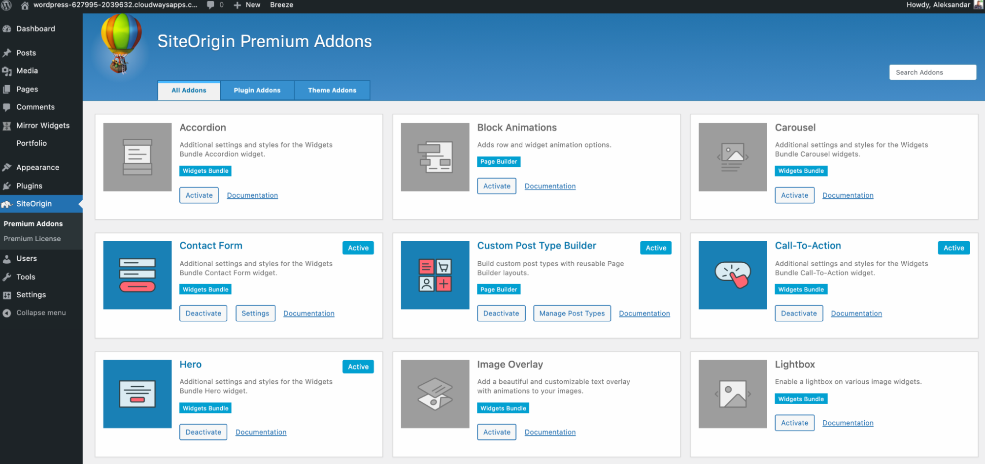 addons premium de siteorigin