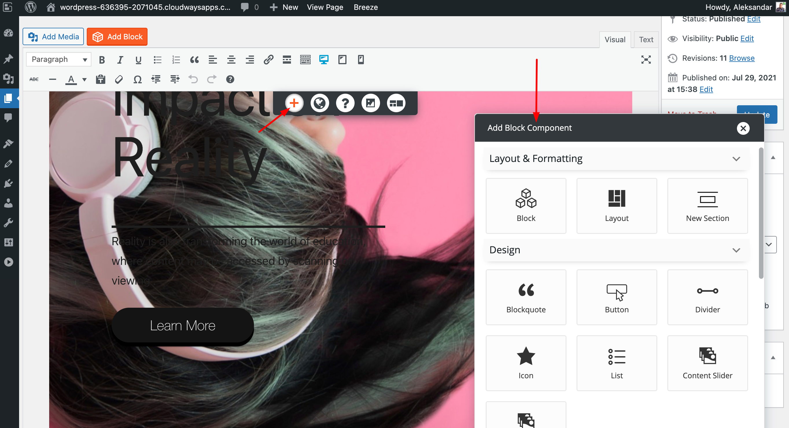 ajout de composants boldgrid