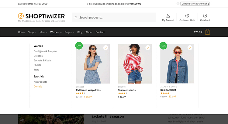 shoptimizer mega menu