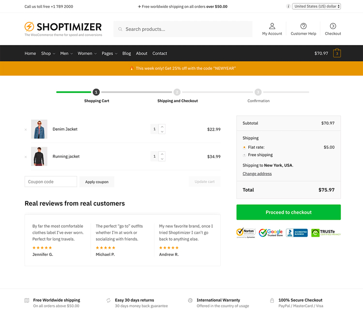 página do carrinho do shoptimizer