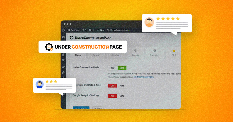 em construção página revisão do plugin wordpress