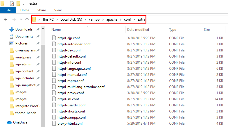 ubicación del archivo xampp vhost