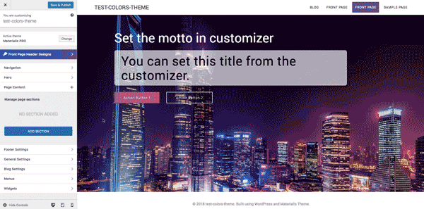 Fonctionnalité de bloc de contenu du thème Materialis