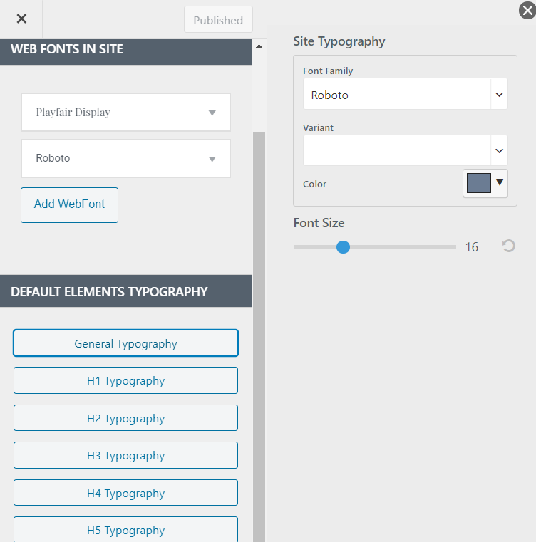 Thème Materialis Paramètres généraux