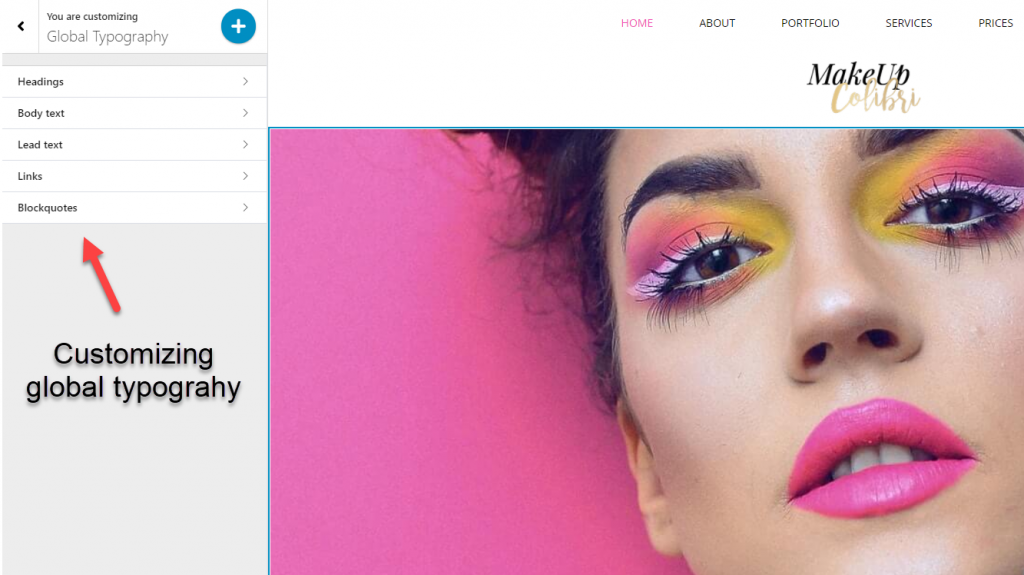 Colibri tema tipografi özelleştirmesi