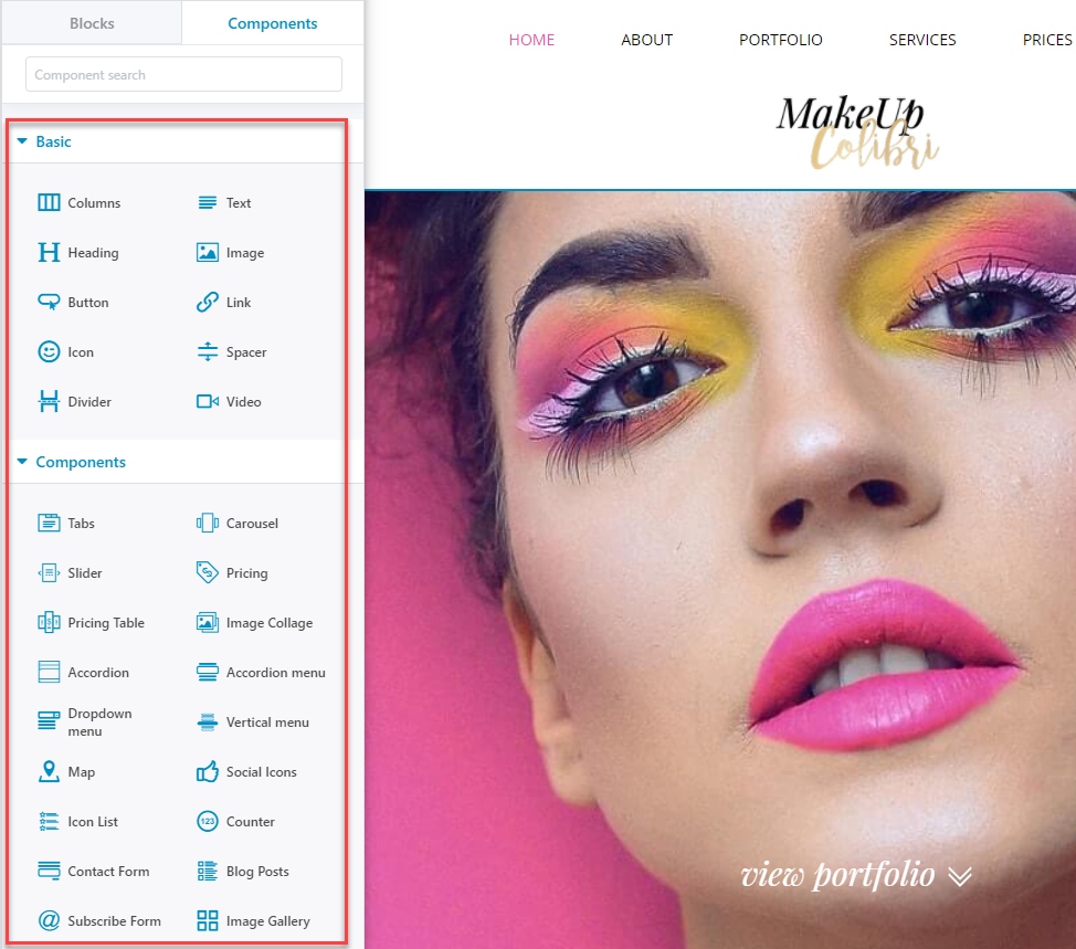 Colibri Tema Sürükle ve Bırak Bileşenleri