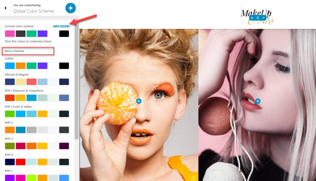 Colibri tema renk şeması