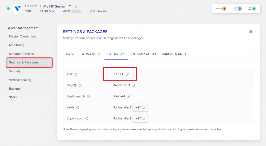 Actualizați versiunea PHP