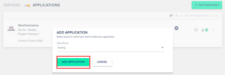 cliquez sur le bouton ajouter une application