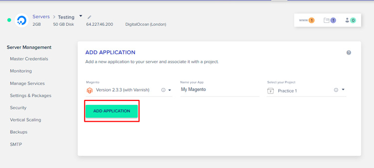 ajouter une application magento