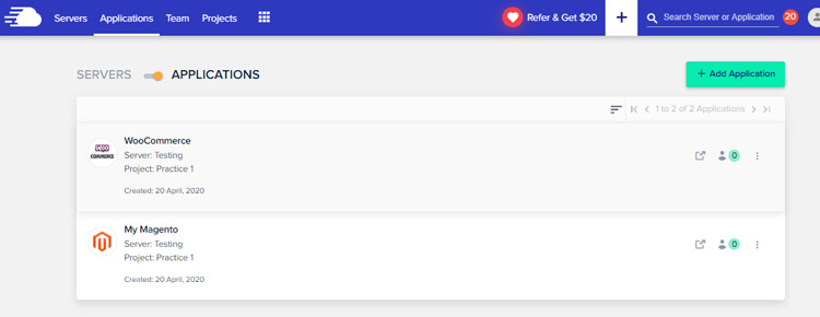 application magento sur le même serveur