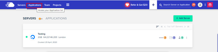 application sur cloudways