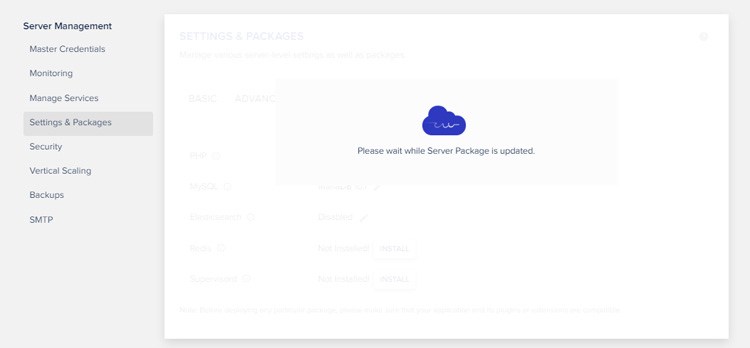 mise à jour des paramètres et des packages