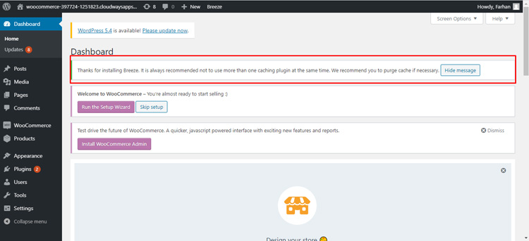 tableau de bord woocomerce