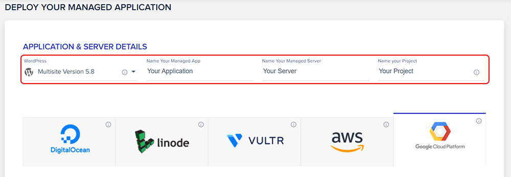 Détails de l'application et du serveur multisite
