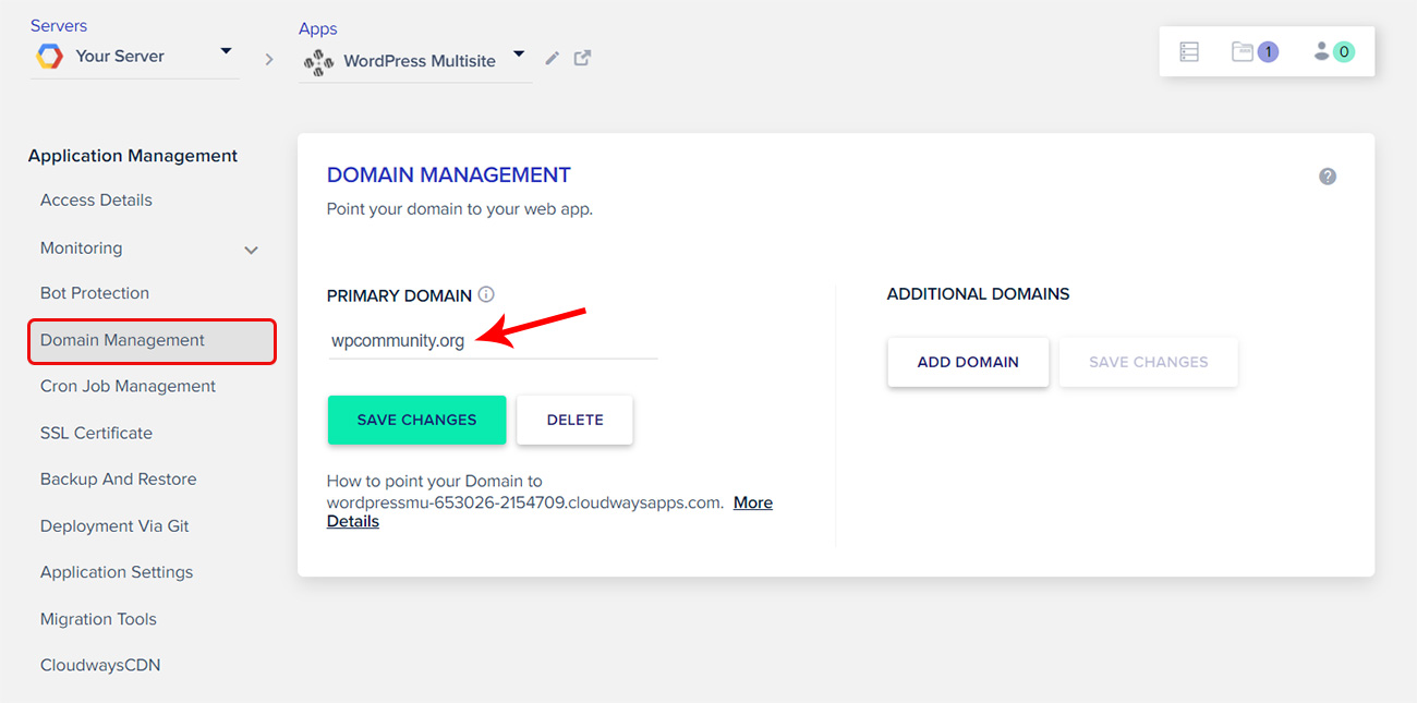 cloudways-domian-gestion