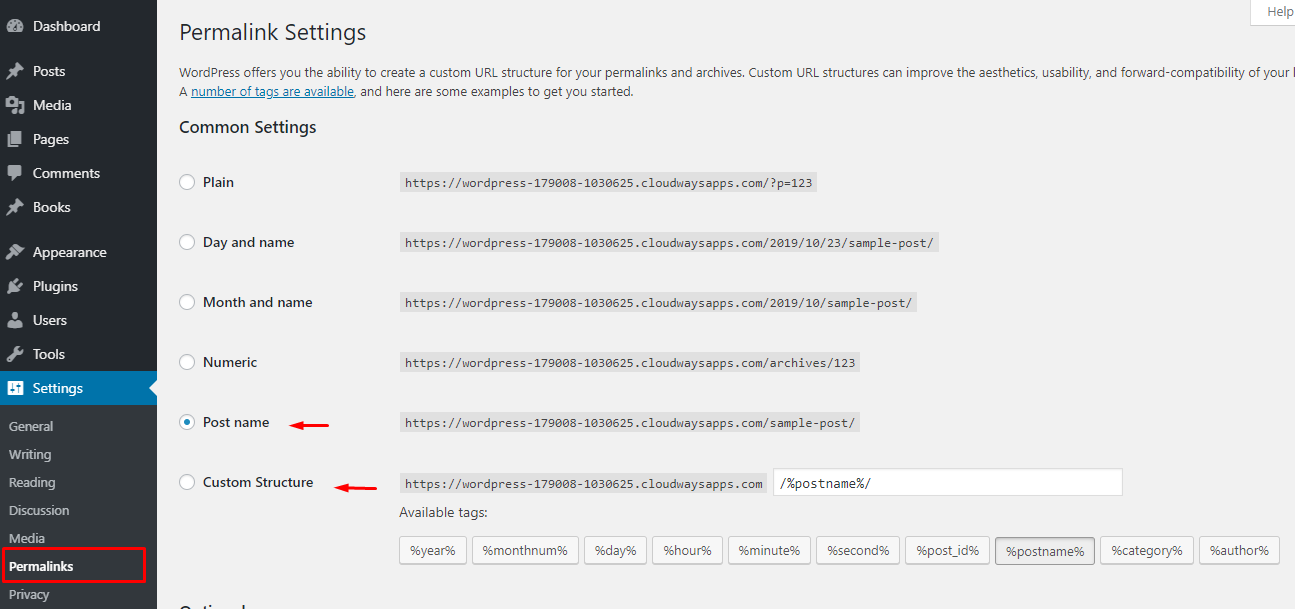 wordpress permalinkuri