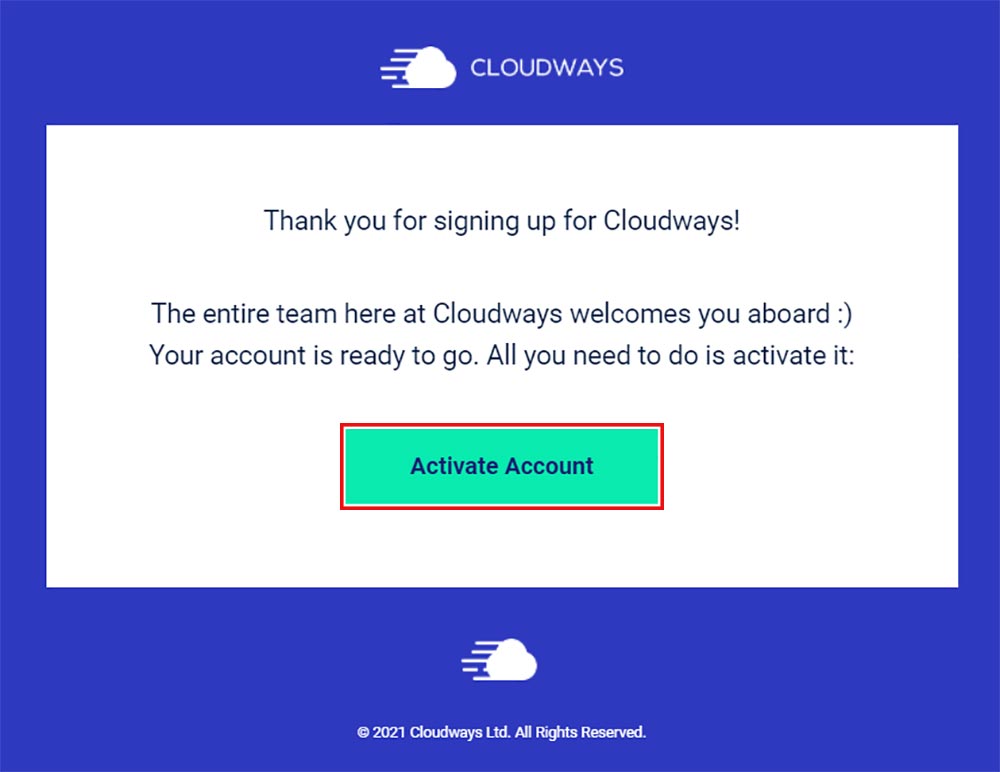 Cloudways-アカウント-アクティベーション