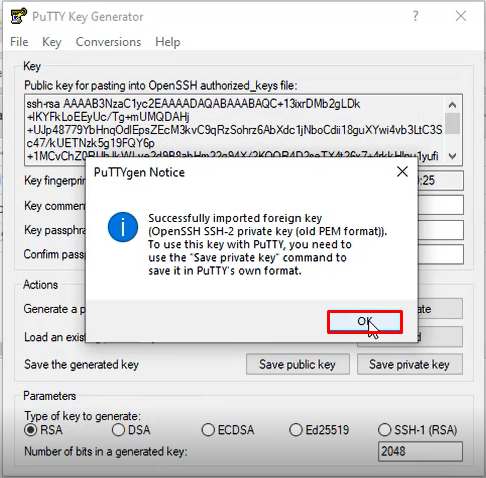 charger le fichier pem