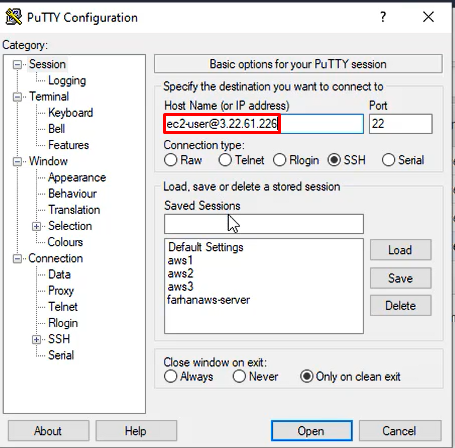 nom d'utilisateur et adresse IP