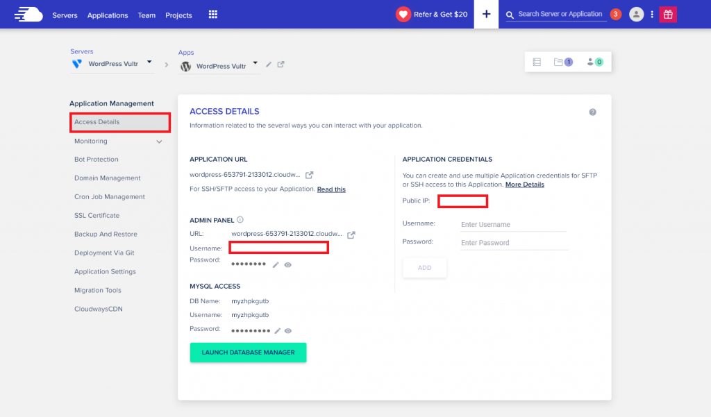 gestion des applications cloudways