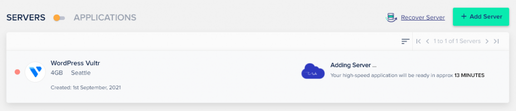 cloudways ajoutant un serveur