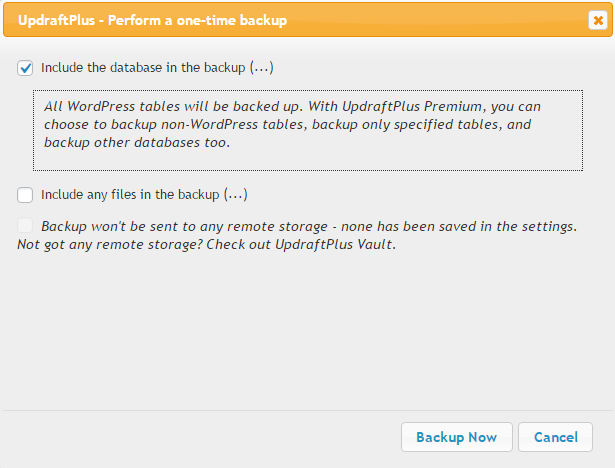 Yedekleme WordPress Veritabanı