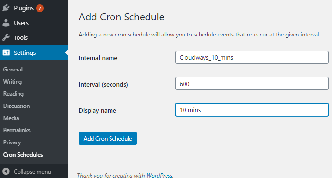 adaugă program cron