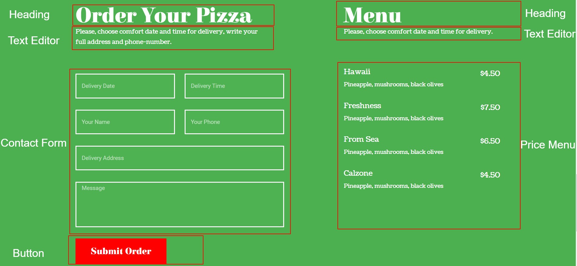 La rubrique ContactCommande