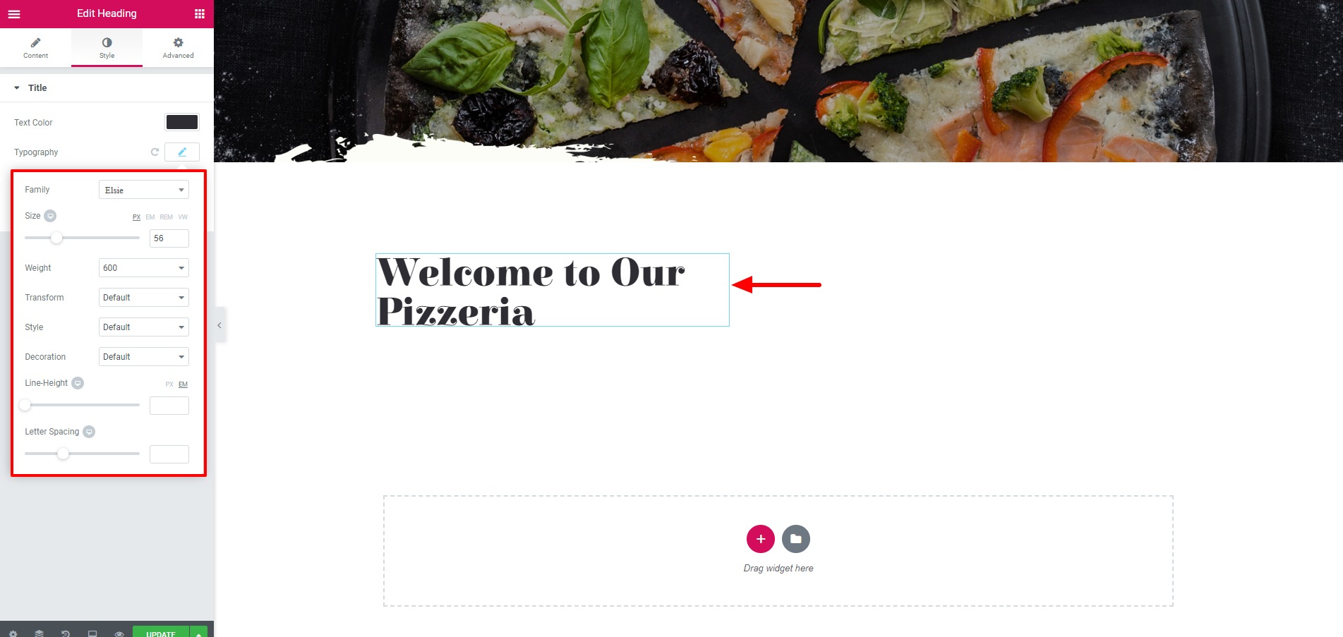 commencer à faire glisser et déposer le contenu des widgets