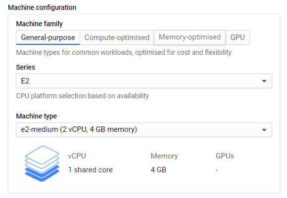 configurações do servidor google