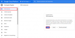 criar uma nova instância vm