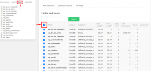 fichiers de base de données wordpress