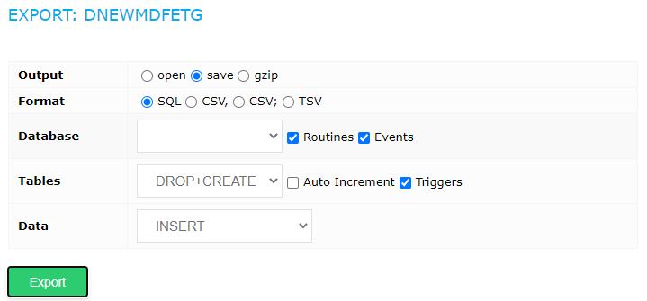 format de sortie d'exportation