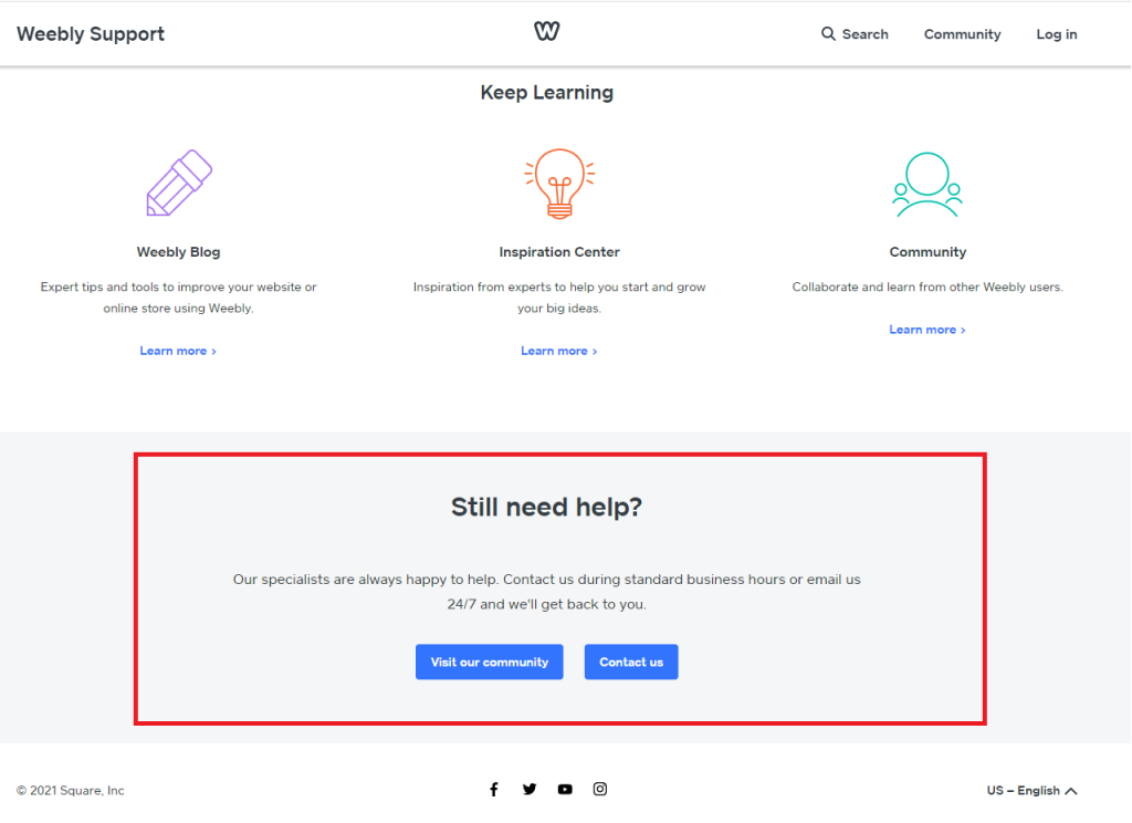 Obsługa klienta Weebly