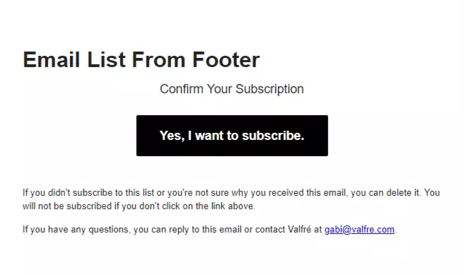 subscription confirmation email