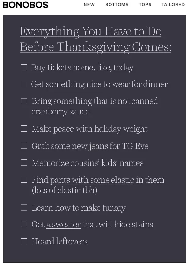 thanksgiving email