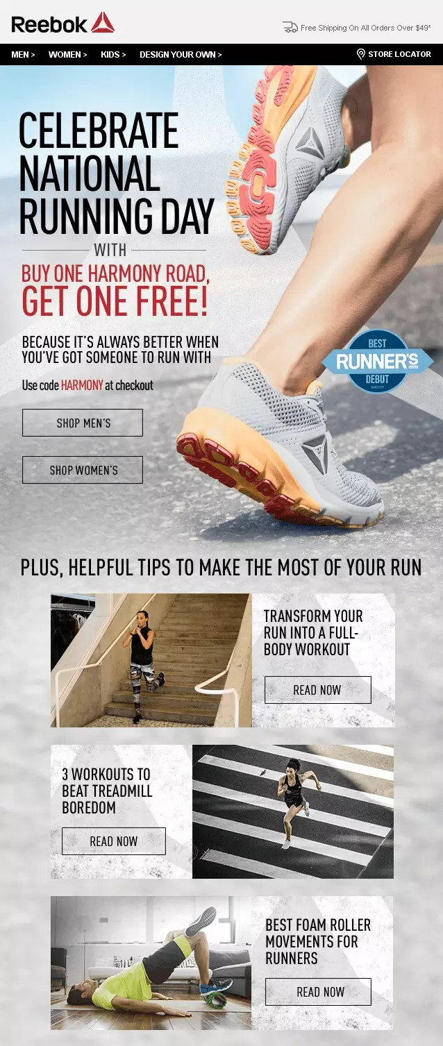 e-mail de zi de rulare running day email